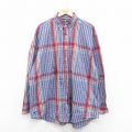 【20%OFF】XL★古着 ラルフローレン Ralph Lauren 長袖 ブランド シャツ メンズ 90年代 90s ワンポイントロゴ 裾ロゴ ビッグシャツ シアサッカー 大きいサイズ ロング丈 コットン ボタンダウン 青他 ブルー 【spe】 25oct22 中古 トップス