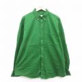 【20%OFF】XL★古着 エディーバウアー 長袖 ブランド シャツ メンズ 00年代 00s ワンポイントロゴ 大きいサイズ ロング丈 コットン ボタンダウン 緑 グリーン 25oct23 中古 トップス