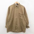 XL★古着 ノーティカ NAUTICA 長袖 ブランド シャツ メンズ 90年代 90s ワンポイントロゴ 大きいサイズ ロング丈 コットン ボタンダウン 濃ベージュ カーキ 25oct23 中古 トップス