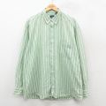 XL★古着 ギャップ GAP 長袖 ブランド シャツ メンズ 90年代 90s 大きいサイズ コットン ボタンダウン カナダ製 緑他 ストライプ 25nov11