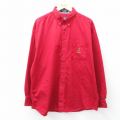 XL★古着 ラルフローレン チャップス 長袖 ブランド シャツ メンズ 90年代 90s ワンポイントロゴ 大きいサイズ コットン ボタンダウン 赤 25nov14