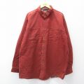 XL★古着 エルエルビーン 長袖 ブランド シャツ メンズ 00年代 00s ダック地 大きいサイズ ロング丈 コットン カナダ製 オレンジ系 内側フランネル 25nov14