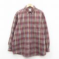 XL★古着 カーハート 長袖 ブランド シャツ メンズ 00年代 00s 大きいサイズ ロング丈 ボタンダウン エンジ他 チェック【spe】 25nov17