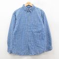 L★古着 ランズエンド 長袖 ブランド シャツ メンズ 90年代 90s コットン ボタンダウン 青他 チェック 25nov17