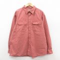 XL★古着 エルエルビーン 長袖 ブランド シャツ メンズ 00年代 00s 大きいサイズ ロング丈 コットン 茶系 25nov17