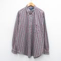 XL★古着 ラルフローレン 長袖 ブランド シャツ メンズ 90年代 90s ワンポイントロゴ BIG SHIRT 大きいサイズ ロング丈 コットン ボタンダウン 赤他 チェック 25nov18