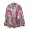 XL★古着 エディーバウアー 長袖 ブランド シャツ メンズ 00年代 00s 大きいサイズ ロング丈 コットン ボタンダウン エンジ他 チェック 25nov18