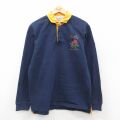 L★古着 ラルフローレン ラグビー 長袖 ブランド ラガー シャツ メンズ バラ コットン 紺他 25nov18