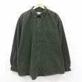 XL★古着 エディーバウアー 長袖 ブランド シャツ メンズ 00年代 00s コーデュロイ 大きいサイズ ロング丈 コットン ボタンダウン 濃緑【spe】 25nov18