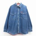 XL★古着 コロンビア 長袖 ブランド シャツ メンズ 00年代 00s コットン 紺 デニム 25dec08