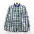 XL★古着 ドッカーズ  長袖 ブランド シャツ メンズ 90年代 90s 襟付き コットン ボタンダウン 緑他 チェック【spe】 25dec09