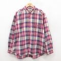 XL★古着 ドッカーズ 長袖 ブランド シャツ メンズ 90年代 90s ワンポイントロゴ コットン ボタンダウン 薄ベージュ他 チェック 25dec09