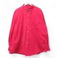 XL★古着 ラルフローレン チャップス 長袖 ブランド シャツ メンズ 90年代 90s ワンポイントロゴ 大きいサイズ ロング丈 コットン ボタンダウン 赤 25dec17
