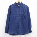 XL★古着 エディーバウアー 長袖 ブランド シャツ メンズ 00年代 00s コーデュロイ コットン ボタンダウン 紺 25dec20
