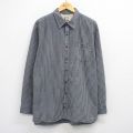 XL★古着 ティンバーランド 長袖 ブランド シャツ メンズ ワンポイントロゴ 大きいサイズ コットン 薄紺 チェック 25dec20