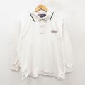 L★古着 ラルフローレン チャップス 長袖 ブランド ポロ シャツ メンズ 90年代 90s ワンポイントロゴ 鹿の子 コットン 白 26jan29