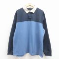 XL★古着 エルエルビーン 長袖 ブランド ラガー シャツ メンズ 00年代 00s 大きいサイズ ロング丈 コットン 紺他 26jan29