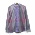 L★古着 カルバンクライン 長袖 ブランド シャツ メンズ コットン ボタンダウン 紫他 チェック 26feb09