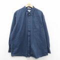 XL★古着 エルエルビーン 長袖 ブランド シャツ メンズ 00年代 00s 大きいサイズ ロング丈 コットン ボタンダウン 紺 26feb09