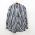XL★古着 ラルフローレン チャップス 長袖 ブランド シャツ メンズ 90年代 90s ワンポイントロゴ コットン ボタンダウン 紺他 チェック 26feb09