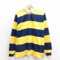 M★古着 アメリカンイーグル 長袖 ブランド ラガー シャツ メンズ 90年代 90s USA製 黄他 ボーダー 26feb09
