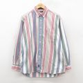 XL★古着 ドッカーズ 長袖 ブランド シャツ メンズ 90年代 90s コットン ボタンダウン 白他 ストライプ 26feb14
