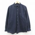 XL★古着 エディーバウアー 長袖 ブランド シャツ メンズ 00年代 00s ワンポイントロゴ コットン ボタンダウン 紺 26feb14
