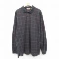 XL★古着 エディーバウアー 長袖 ブランド ポロ シャツ メンズ 00年代 00s ロング丈 コットン 黒他 チェック 26feb14