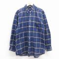 L★古着 ノーティカ 長袖 ブランド シャツ メンズ 90年代 90s ワンポイントロゴ コットン ボタンダウン 紺 チェック 26feb16