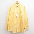 XL★古着 ノーティカ 長袖 ブランド シャツ メンズ 90年代 90s ワンポイントロゴ 大きいサイズ ロング丈 デッドストック コットン ボタンダウン 黄 ストライプ【spe】 26feb16