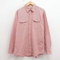 L★古着 エルエルビーン 長袖 ブランド シャツ メンズ 80年代 80s コットン USA製 赤他 ストライプ 26feb16