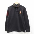 S★古着 ラルフローレン 長袖 ブランド ラガー シャツ メンズ ビッグポニー コットン 黒他 26feb19