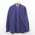 XL★古着 トミーヒルフィガー 長袖 ブランド シャツ メンズ 90年代 90s ワンポイントロゴ 大きいサイズ ボタンダウン 紺他 ドット【spe】 26feb19