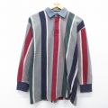 M★古着 ラルフローレン チャップス 長袖 ブランド ラガー シャツ メンズ 90年代 90s ワンポイントロゴ コットン グレー他 ストライプ【spe】 26mar02