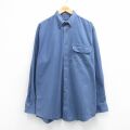 XL★古着 ランズエンド 長袖 ブランド シャツ メンズ 90年代 90s 紺 26mar04