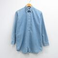 L★古着 ラルフローレン 長袖 ブランド シャツ メンズ ワンポイントロゴ コットン ボタンダウン 薄紺 デニム【spe】 26mar04