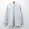 XL★古着 ラルフローレン 長袖 ブランド スウェット ラガー シャツ メンズ 90年代 90s ワンポイントロゴ 裏起毛 大きいサイズ 薄グレー 霜降り他【spe】 26mar04
