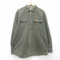 XL★古着 カーハート 長袖 ブランド シャツ メンズ 80年代 80s ワンポイントロゴ 大きいサイズ ロング丈 濃緑 内側フランネル 26mar06