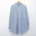 XL★古着 ラルフローレン 長袖 ブランド シャツ メンズ 90年代 90s ワンポイントロゴ BIG&TALL オックスフォード 大きいサイズ ロング丈 コットン 白他 ストライプ【spe】 26mar06