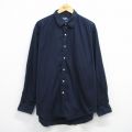 XL★古着 ラルフローレン 長袖 ブランド シャツ メンズ 90年代 90s ワンポイントロゴ MARLOW 大きいサイズ ロング丈 濃紺 26mar07