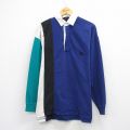 L★古着 エディーバウアー 長袖 ブランド ラガー シャツ メンズ 90年代 90s ワンポイントロゴ コットン 青他 26mar07