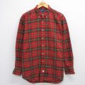 XL★古着 ラルフローレン 長袖 ブランド シャツ メンズ 90年代 90s ワンポイントロゴ 大きいサイズ コットン ボタンダウン 赤他 チェック【spe】 26mar07