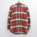 XL★古着 ラルフローレン 長袖 ブランド シャツ メンズ 90年代 90s ワンポイントロゴ 裾ロゴ The Big Oxford オックスフォード 大きいサイズ ロング丈 コットン ボタンダウン 赤他 チェック【spe】 26mar07