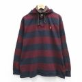 XL★古着 ラルフローレン 長袖 ブランド ラガー シャツ パーカー メンズ 90年代 90s ワンポイントロゴ コットン エンジ他 ストライプ【spe】 26mar09