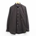 XL★古着 トミーヒルフィガー 長袖 ブランド シャツ メンズ 90年代 90s ワンポイントロゴ 大きいサイズ コットン ボタンダウン 濃ベージュ 26mar09