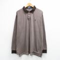 XL★古着 ラルフローレン 長袖 ブランド ポロ シャツ メンズ 90年代 90s ワンポイントロゴ 大きいサイズ コットン 茶系 霜降り 26mar09