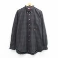 XL★古着 トミーヒルフィガー 長袖 ブランド シャツ メンズ 90年代 90s ワンポイントロゴ コットン ボタンダウン 緑他 チェック 26mar09