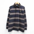 XL★古着 ラルフローレン 長袖 ブランド ラガー シャツ メンズ 90年代 90s ワンポイントロゴ 大きいサイズ コットン 濃紺他 ストライプ【spe】 26mar09