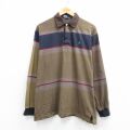 L★古着 ラルフローレン 長袖 ブランド ラガー シャツ メンズ 90年代 90s ワンポイントロゴ コットン 薄緑他 ストライプ 26mar09