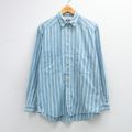 L★古着 ドッカーズ 長袖 ブランド シャツ メンズ 90年代 90s ワンポイントロゴ コットン 薄紺他 ストライプ 26mar11